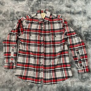 RedHead Red and Black Plaid Button-Up Shirt 100%cotton size M